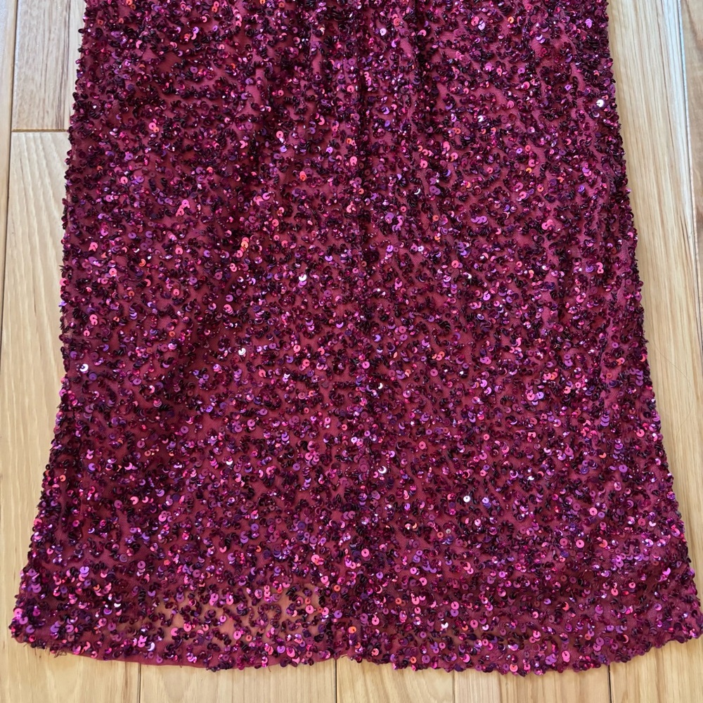 NEW Parker Black Sia Pink Sequin V Neck Sleeveless Front Slit Accent Dress - Picture 9 of 14